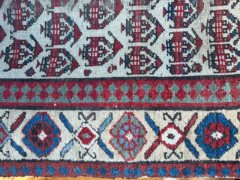 LONG ANTIQUE WOOL CARPET / RUNNER  NATURAL DYES  View V