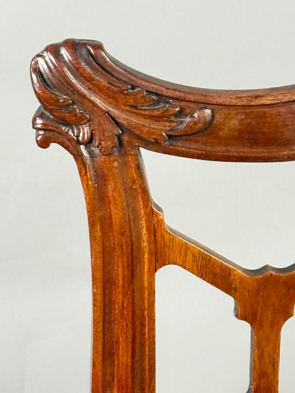 FINE CARVED GEORGE III MAHOGANY SIDE CHAIR C.1760 (FOR REHUPOLSTERY) View II