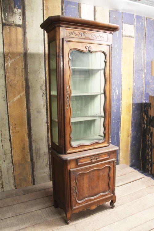 Louis XV Two-part tall oak glazed cabinet
