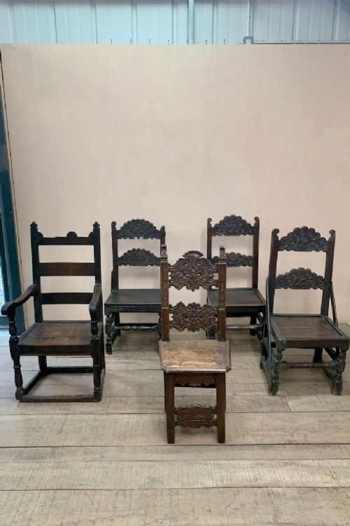 Set of 5 17th century occasional chairs