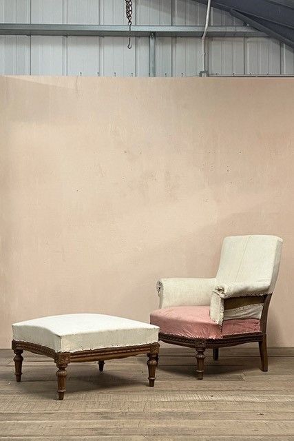 late 19th century armchair and footstool