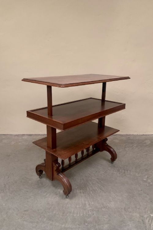 3-tier walnut serving table