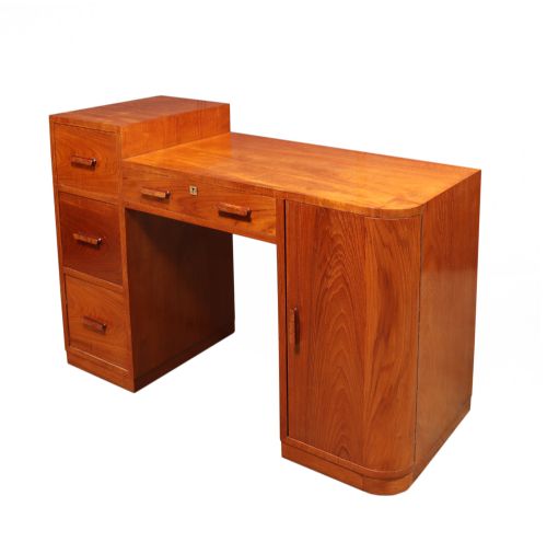 English Art Deco Desk in Solid Cherry Wood c1930