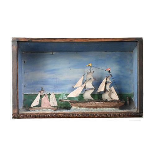 Folk Art Sailboat Diorama