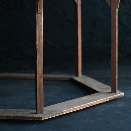 fig 3. An early twentieth-century hexagonal pine architectural model of a gazebo with exposed rafters and a central roof finial.