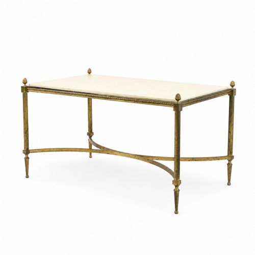 Early-20th Century Masion Ramsay marble & brass coffee table 