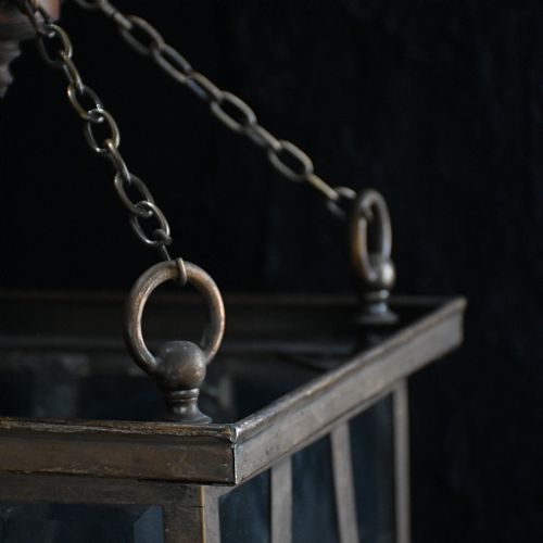 A LARGE19TH CENTURY BRASS ENGLISH HALLWAY LANTERN - ADDITIONAL PHOTO 6