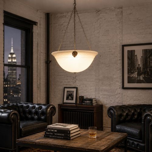 HUGE EARLY 20TH CENTURY ENGLISH MOONSTONE LIGHT - ADDITIONAL PHOTO 8