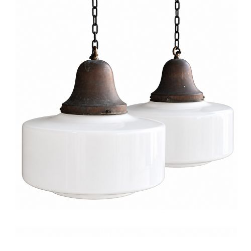 Large Matched Pair Art Deco English Church Lights