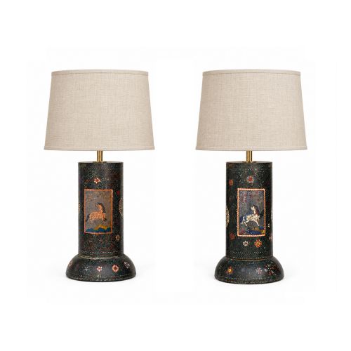 Pair of Late 19th-Century Enamel Lamps