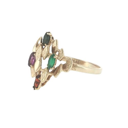 VINTAGE 9CT GOLD EMERALD SAPPHIRE AMETHYST AND GARNET RING - ADDITIONAL PHOTO 4