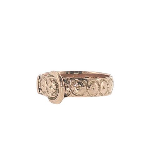 ANTIQUE VICTORIAN 9CT ROSE GOLD BUCKLE RING BIRMINGHAM 1891 - ADDITIONAL PHOTO 1