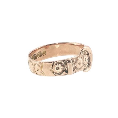 ANTIQUE VICTORIAN 9CT ROSE GOLD BUCKLE RING BIRMINGHAM 1891 - ADDITIONAL PHOTO 5