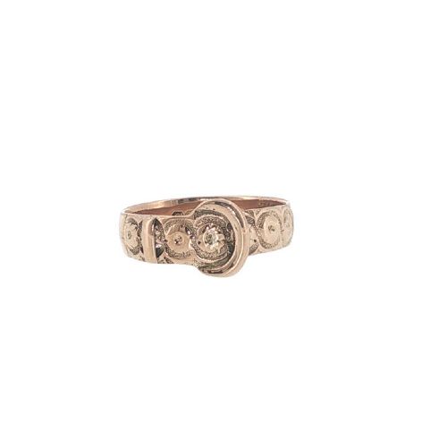 ANTIQUE VICTORIAN 9CT ROSE GOLD BUCKLE RING BIRMINGHAM 1891 - ADDITIONAL PHOTO 6