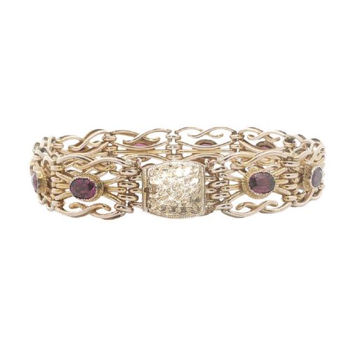 ANTIQUE 9CT ROSE GOLD ALMANDINE GARNET BRACELET C1910 - ADDITIONAL PHOTO 2