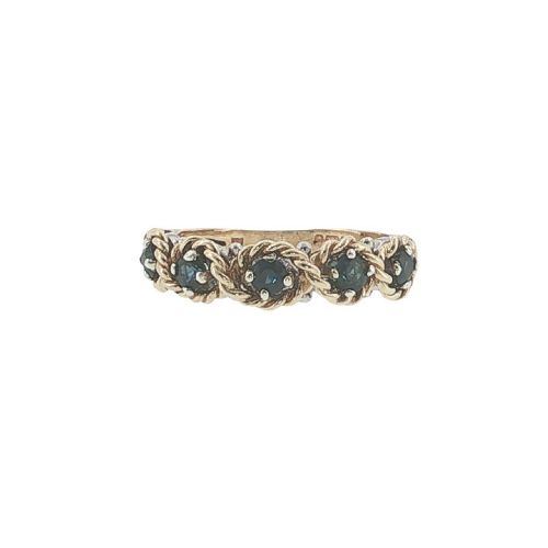 VINTAGE 9CT GOLD SAPPHIRE FIVE STONE BAND RING LONDON 1976