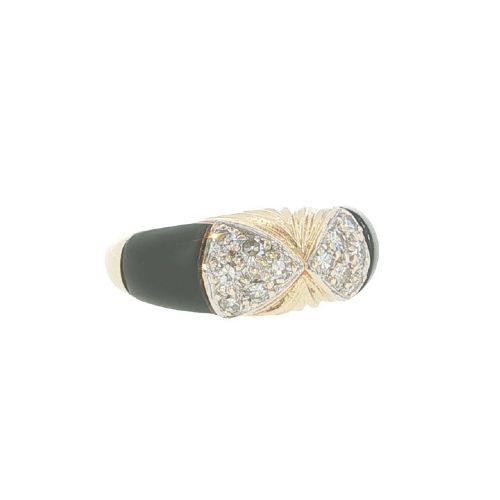 VINTAGE KUTCHINSKY 18CT YELLOW GOLD DIAMOND BLACK ONYX RING CIRCA 1975 - ADDITIONAL PHOTO 3