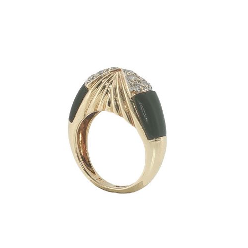 VINTAGE KUTCHINSKY 18CT YELLOW GOLD DIAMOND BLACK ONYX RING CIRCA 1975 - ADDITIONAL PHOTO 5