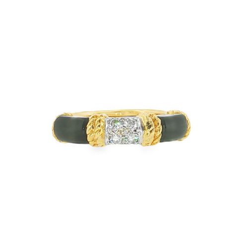 VINTAGE KUTCHINSKY 18CT YELLOW GOLD DIAMOND BLACK ONYX RING LONDON 1975 - ADDITIONAL PHOTO 1