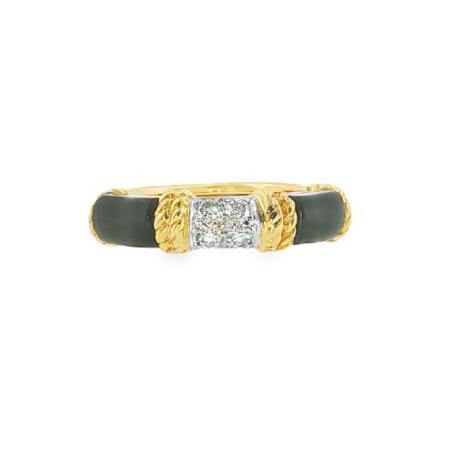 VINTAGE KUTCHINSKY 18CT YELLOW GOLD DIAMOND BLACK ONYX RING LONDON 1975 - ADDITIONAL PHOTO 2