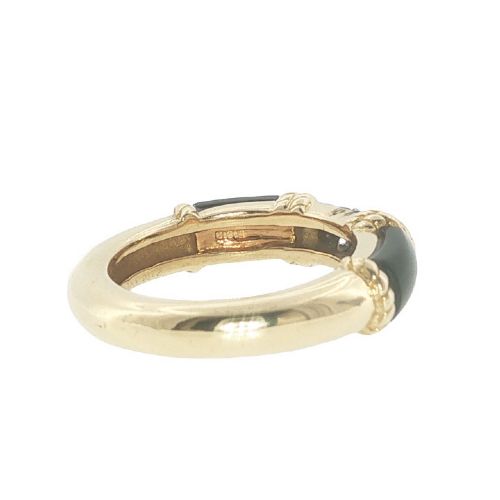 VINTAGE KUTCHINSKY 18CT YELLOW GOLD DIAMOND BLACK ONYX RING LONDON 1975 - ADDITIONAL PHOTO 4