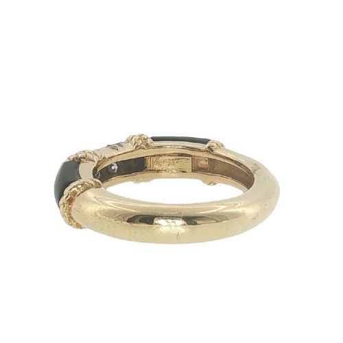 VINTAGE KUTCHINSKY 18CT YELLOW GOLD DIAMOND BLACK ONYX RING LONDON 1975 - ADDITIONAL PHOTO 5
