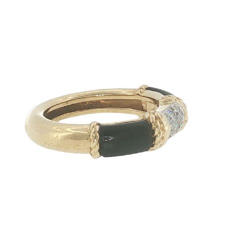 VINTAGE KUTCHINSKY 18CT YELLOW GOLD DIAMOND BLACK ONYX RING LONDON 1975 - ADDITIONAL PHOTO 6
