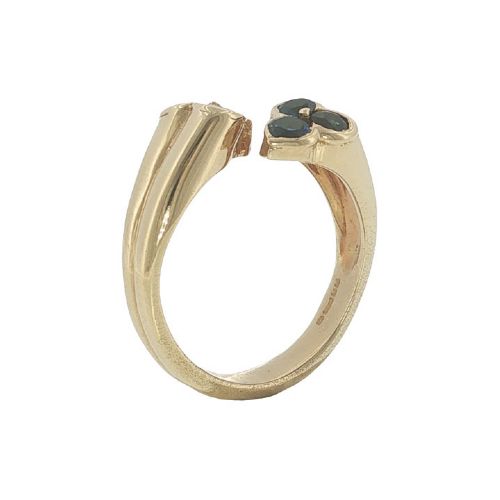 VINTAGE KUTCHINSKY SAPPHIRE DIAMOND CLUSTER RING IN 18CT YELLOW GOLD LONDON 1976 - ADDITIONAL PHOTO 2