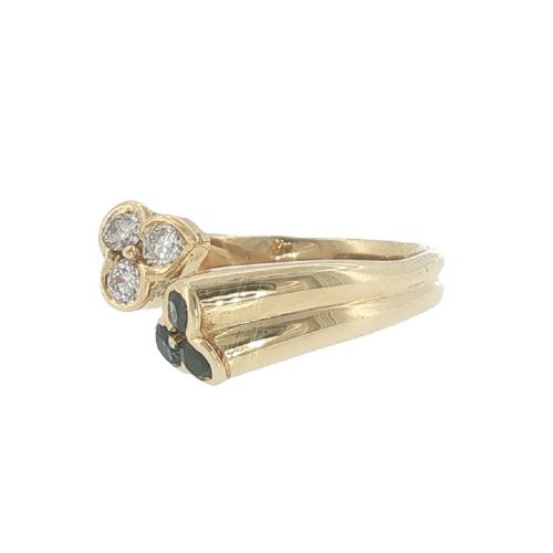VINTAGE KUTCHINSKY SAPPHIRE DIAMOND CLUSTER RING IN 18CT YELLOW GOLD LONDON 1976 - ADDITIONAL PHOTO 4