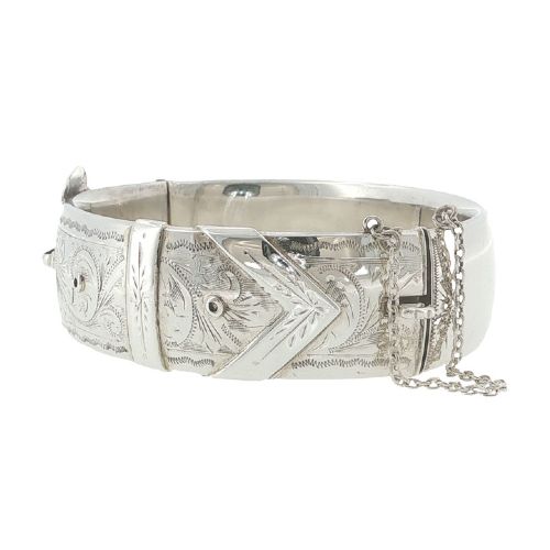 VINTAGE STERLING SILVER BUCKLE BANGLE BIRMINGHAM 1960 - ADDITIONAL PHOTO 2