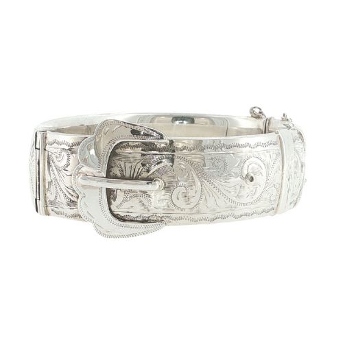 VINTAGE STERLING SILVER BUCKLE BANGLE BIRMINGHAM 1960 - ADDITIONAL PHOTO 3