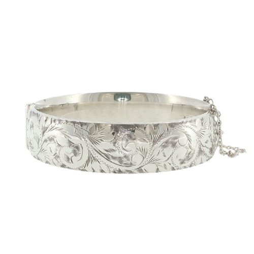 VINTAGE GEORG JENSEN STERLING SILVER HAND ENGRAVED BANGLE - ADDITIONAL PHOTO 1