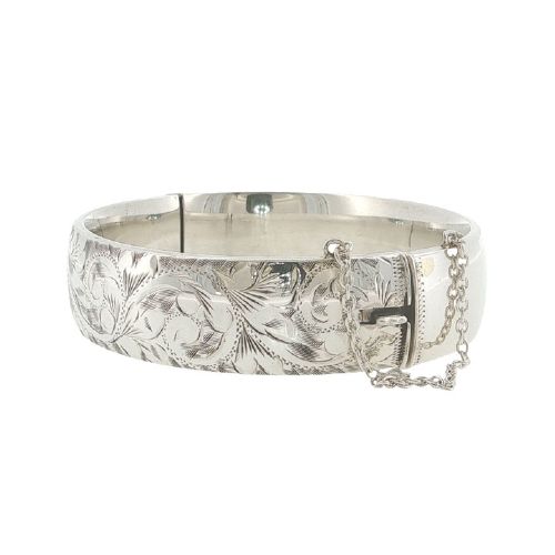 VINTAGE GEORG JENSEN STERLING SILVER HAND ENGRAVED BANGLE - ADDITIONAL PHOTO 2