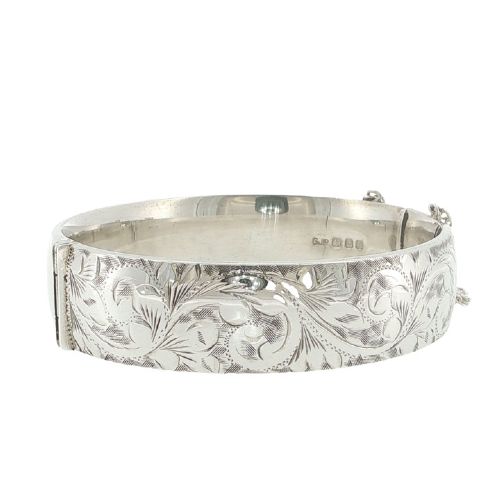 VINTAGE GEORG JENSEN STERLING SILVER HAND ENGRAVED BANGLE - ADDITIONAL PHOTO 3