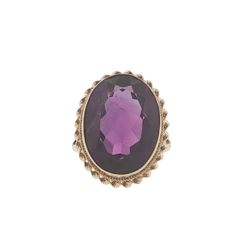 VINTAGE 9CT GOLD AMETHYST COCKTAIL RING BIRMINGHAM 1972 - ADDITIONAL PHOTO 1