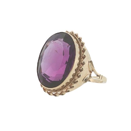 VINTAGE 9CT GOLD AMETHYST COCKTAIL RING BIRMINGHAM 1972 - ADDITIONAL PHOTO 2