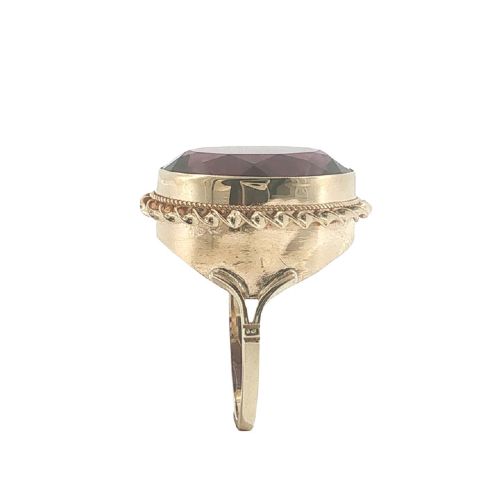 VINTAGE 9CT GOLD AMETHYST COCKTAIL RING BIRMINGHAM 1972 - ADDITIONAL PHOTO 3