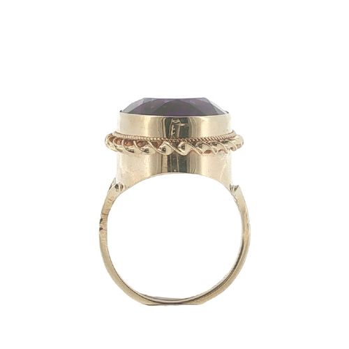 VINTAGE 9CT GOLD AMETHYST COCKTAIL RING BIRMINGHAM 1972 - ADDITIONAL PHOTO 4