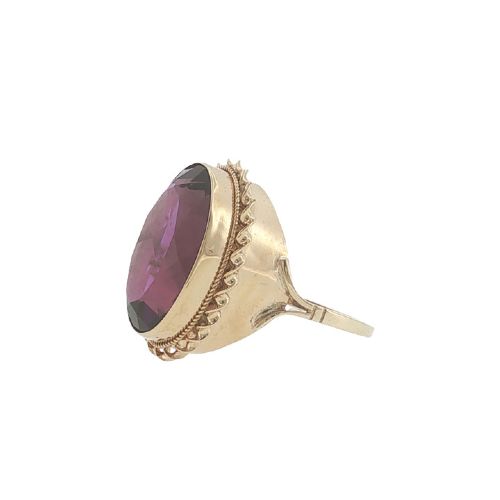 VINTAGE 9CT GOLD AMETHYST COCKTAIL RING BIRMINGHAM 1972 - ADDITIONAL PHOTO 5