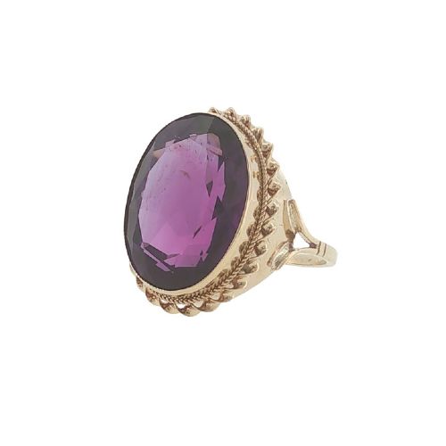 VINTAGE 9CT GOLD AMETHYST COCKTAIL RING BIRMINGHAM 1972 - ADDITIONAL PHOTO 6
