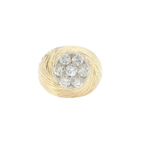 Vintage 18ct Gold 1.20ct Diamond Cluster Ring - London 1970