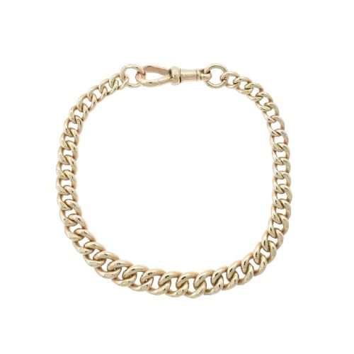 fig 1. An antique 9ct rose gold graduated curb link Albert chain bracelet featuring a swivel clip clasp.