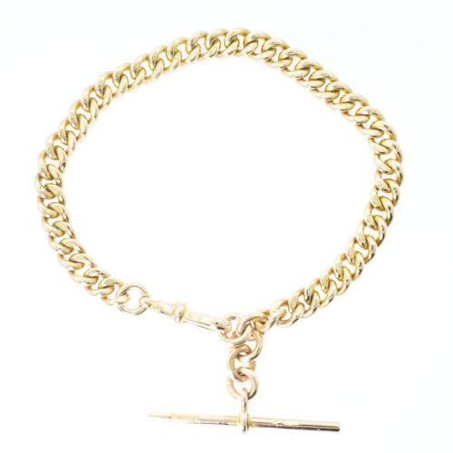 Antique 9ct Rose Gold Albert Bracelet with T-Bar 22.2grams