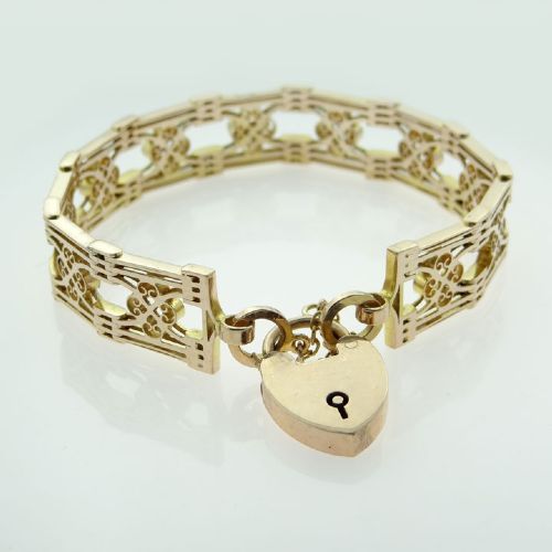 Antique 9ct Rose Gold Fancy Gate Bracelet c1900