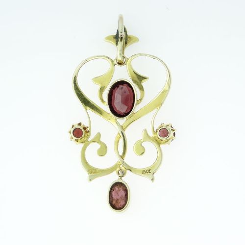 fig 1. Victorian 15ct Gold Garnet and Pearl Pendant c1900