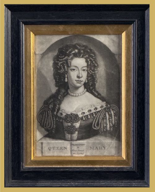 Mezzotint Portrait of Mary of Modena Queen of Great Britain (1638-1705) by John Faber Jnr After Sir Godfrey Kneller.