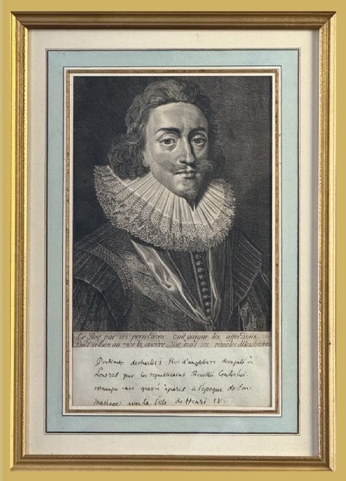 Rare King Charles I (1600 - 1649) - Line Engraving C.1625 After Daniel Mitjens.