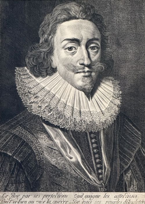 fig 3. RARE KING CHARLES I (1600 - 1649) - LINE ENGRAVING c.1625 AFTER DANIEL MITJENS.