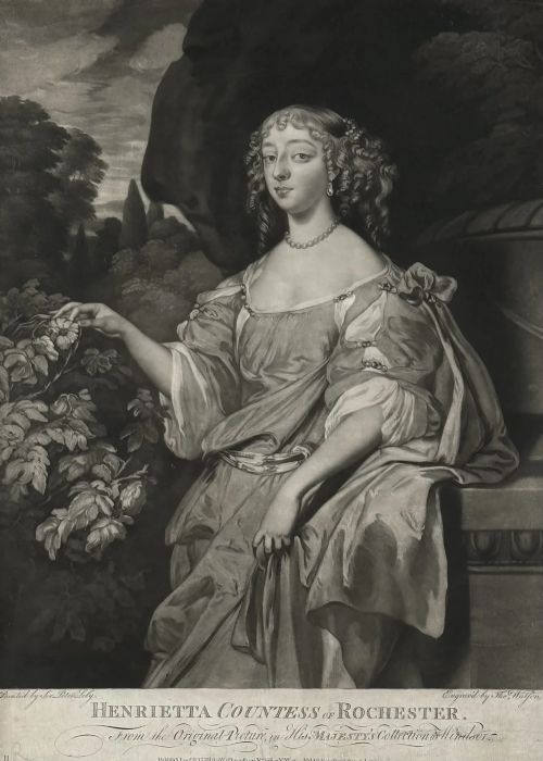 fig 1. MEZZOTINT PORTRAIT OF HENRIETTA HYDE COUNTESS OF ROCHESTER BY THOMAS WATSON AFTER SIR PETER LELY.
