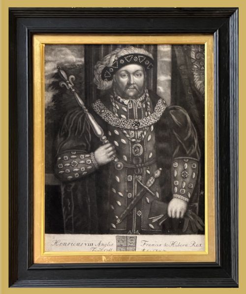 Mezzotint Portrait of Henry VIII  -  by John Faber Snr After Hans Holbein the Younger (1509-1547)